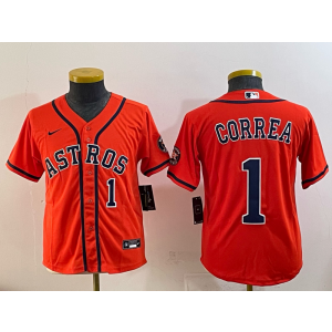 MLB Astros 2 Correa Orange Nike Cool Base Youth Jersey