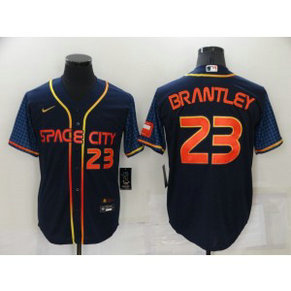 MLB Astros 23 Michael Brantley Navy 2022 City Connect Nike Cool Base Men Jersey