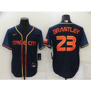 MLB Astros 23 Michael Brantley Navy 2022 City Connect Nike New Cool Base Men Jersey