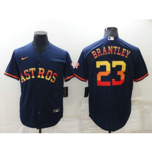 MLB Astros 23 Michael Brantley Rainbow Nike New Cool Base Men Jersey