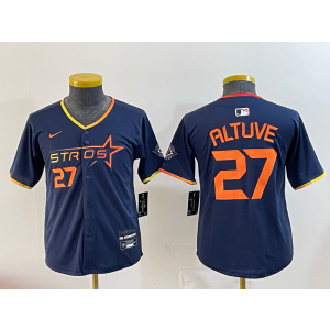 MLB Astros 27 Altuve Navy Nike Cool Base Youth Jersey