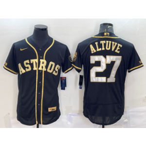 MLB Astros 27 Jose Altuve Black Gold Nike Flexbase Men Jersey