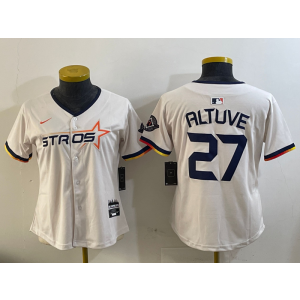 MLB Astros 27 Jose Altuve Cream City Nike Cool Base Women Jersey