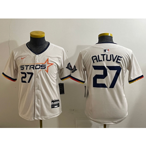 MLB Astros 27 Jose Altuve Cream City Nike Cool Base Youth Jersey