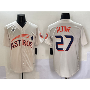 MLB Astros 27 Jose Altuve Cream Nike Cool Base Men Jersey