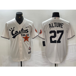 MLB Astros 27 Jose Altuve Cream Nike Cool Base Men Jersey