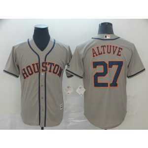 MLB Astros 27 Jose Altuve Gray Cool Base Men Jersey