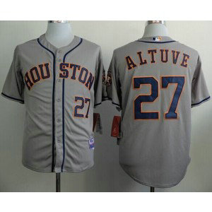 MLB Astros 27 Jose Altuve Grey Cool Base Men Jersey