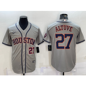 MLB Astros 27 Jose Altuve Grey Nike Cool Base Men Jersey