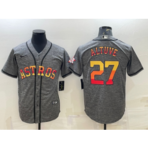MLB Astros 27 Jose Altuve Grey Rainbow Nike Cool Base Men Jersey