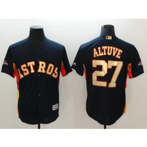 MLB Astros 27 Jose Altuve Navy 2018 Gold Program Cool Base Men Jersey