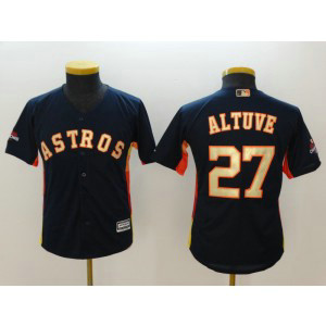 MLB Astros 27 Jose Altuve Navy 2018 Gold Program Cool Base Youth Jersey