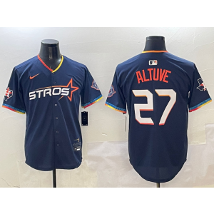 MLB Astros 27 Jose Altuve Navy Nike Cool Base Men Jersey