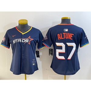 MLB Astros 27 Jose Altuve Navy Nike Cool Base Women Jersey