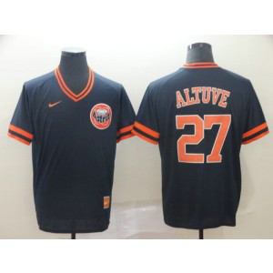 MLB Astros 27 Jose Altuve Navy Nike Cooperstown Collection Legend V-Neck Men Jersey