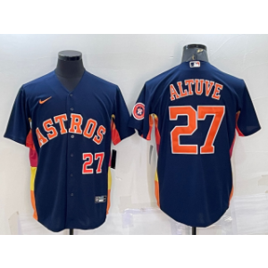 MLB Astros 27 Jose Altuve Navy With Patch Nike Cool Base Men Jersey