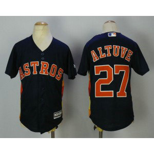 MLB Astros 27 Jose Altuve Navy Youth Cool Base Men Jersey
