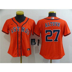 MLB Astros 27 Jose Altuve Orange 2020 Nike Cool Base Women Jersey(Run Small)