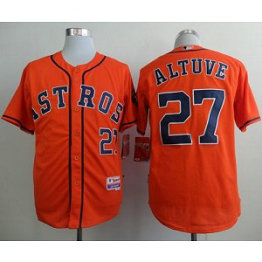 MLB Astros 27 Jose Altuve Orange Cool Base Men Jersey