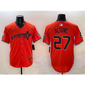 MLB Astros 27 Jose Altuve Orange Nike Cool Base Men Jersey