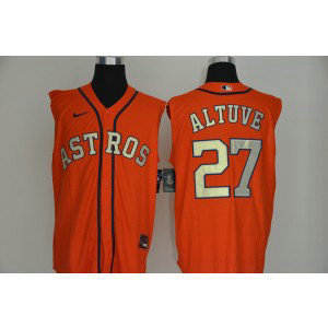 MLB Astros 27 Jose Altuve Orange Nike Cool Base Sleeveless Men Jersey
