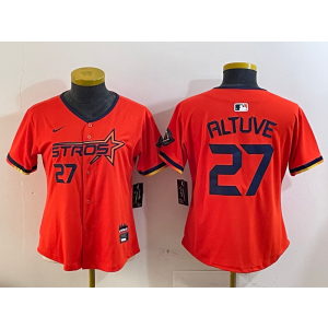 MLB Astros 27 Jose Altuve Orange Nike Cool Base Women Jersey