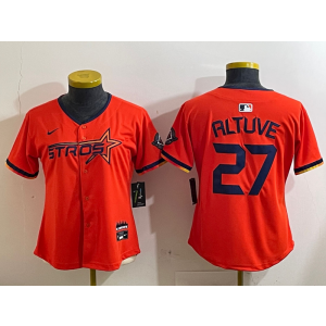 MLB Astros 27 Jose Altuve Orange Nike Cool Base Youth Jersey