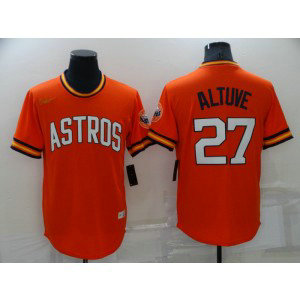 MLB Astros 27 Jose Altuve Orange Throwback Men Jersey
