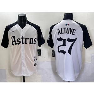 MLB Astros 27 Jose Altuve White Black Nike Cool Base Men Jersey