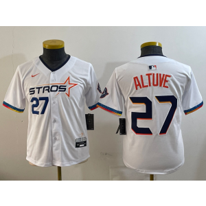 MLB Astros 27 Jose Altuve White City Nike Cool Base Women Jersey 2