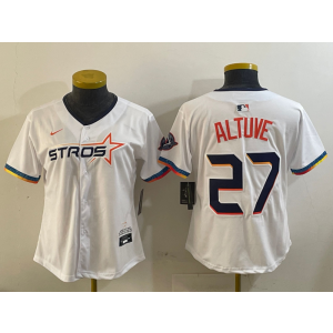 MLB Astros 27 Jose Altuve White City Nike Cool Base Women Jersey