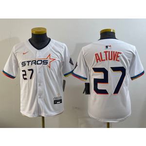 MLB Astros 27 Jose Altuve White City Nike Cool Base Youth Jersey