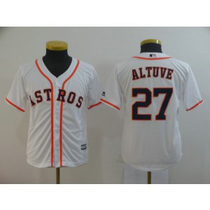 MLB Astros 27 Jose Altuve White Cool Base Youth Jersey