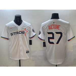 MLB Astros 27 Jose Altuve White Nike Cool Base Men Jersey