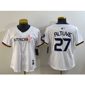 MLB Astros 27 Jose Altuve White Nike Cool Base Women Jersey