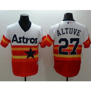 MLB Astros 27 Jose Altuve White Orange Flexbase Cooperstown Men Jersey