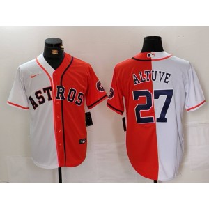 MLB Astros 27 Jose Altuve White Orange Split Nike Cool Base Men Jersey