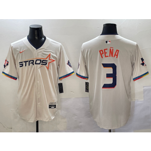 MLB Astros 3 Jeremy Pena Cream City Nike Cool Base Men Jersey