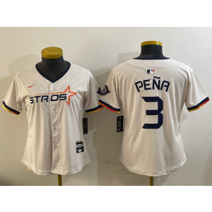 MLB Astros 3 Jeremy Pena Cream City Nike Cool Base Women Jersey