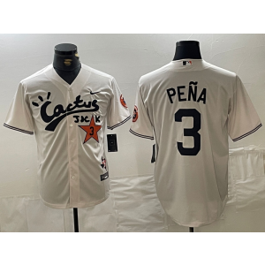 MLB Astros 3 Jeremy Pena Cream Nike Cool Base Men Jersey