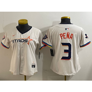 MLB Astros 3 Jeremy Pena Cream Nike Cool Base Women Jersey