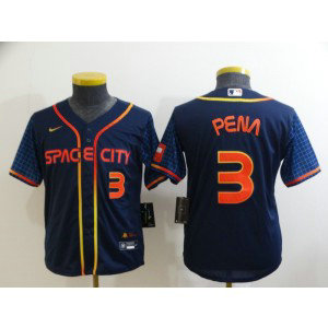 MLB Astros 3 Jeremy Pena Navy 2022 City Connect Nike Cool Base Youth Jersey