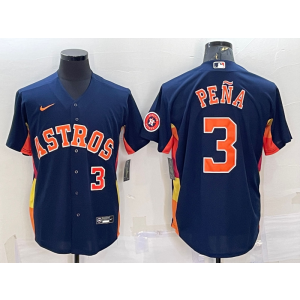 MLB Astros 3 Jeremy Pena Navy Nike Cool Base Men Jerseys
