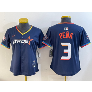 MLB Astros 3 Jeremy Pena Navy Nike Cool Base Women Jersey