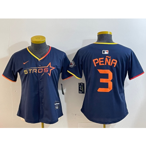 MLB Astros 3 Jeremy Pena Navy Nike Cool Base Youth Jersey