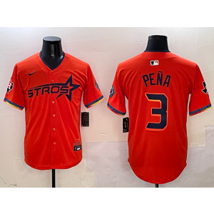 MLB Astros 3 Jeremy Pena Orange Nike Cool Base Men Jersey