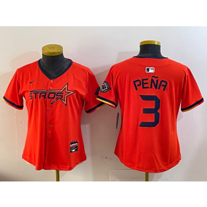 MLB Astros 3 Jeremy Pena Orange Nike Cool Base Women Jersey