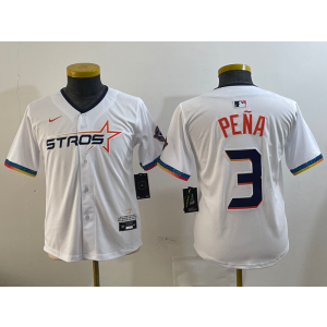 MLB Astros 3 Jeremy Pena White City Nike Cool Base Youth Jersey