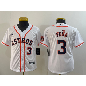 MLB Astros 3 Jeremy Pena White Nike Cool Base Youth Jersey