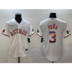 MLB Astros 3 Jeremy Pena White Rianbow Nike Cool Base Men Jersey